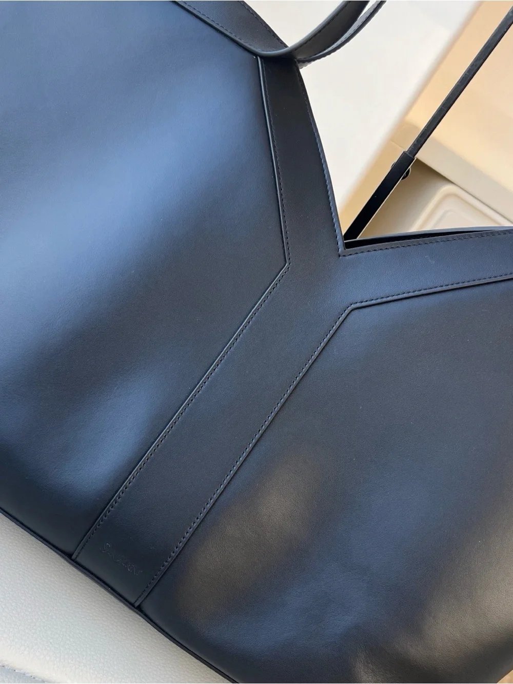 Saint Laurent Black Leather Shoulder Bag with Gold Hardware